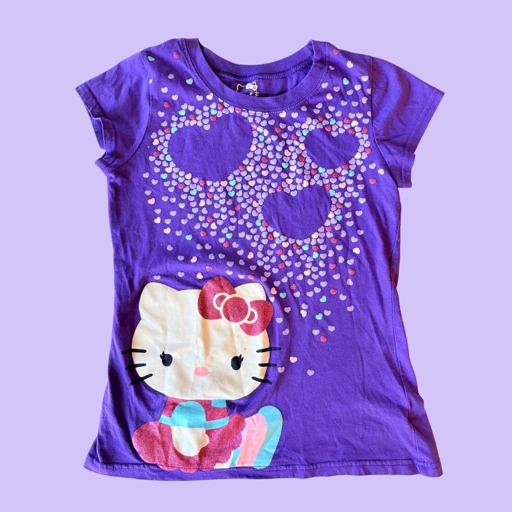 Y2K Sanrio Hello Kitty Purple Heart Graphic Baby Tee Shirt Scene #19